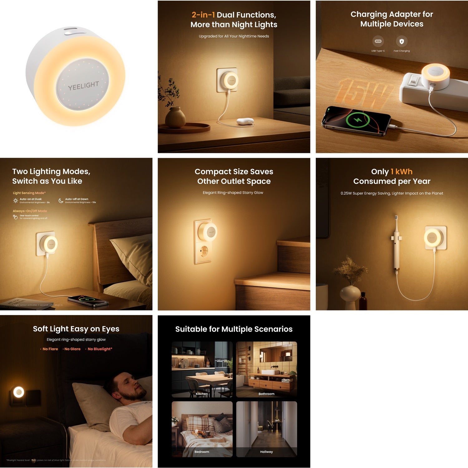 YEELIGHT USB Charger with Nightlight Function - Jelly 4 Plus USB-Ladegerät mit Nachtlichtfunktion