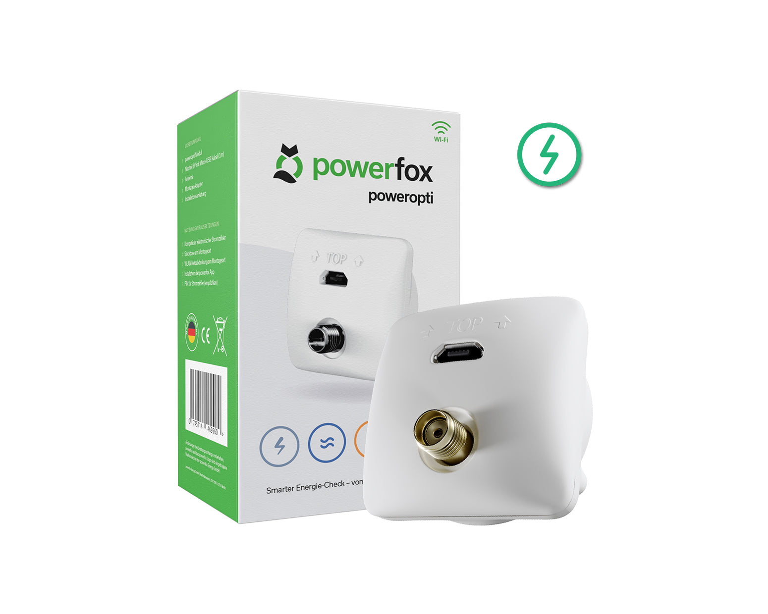 powerfox WLAN Stromzähler Auslesegerät Stromverbrauch Einspeisung PV Anlage Balkonkraftwerk Energiemonitor poweropti PA201901 (LED)