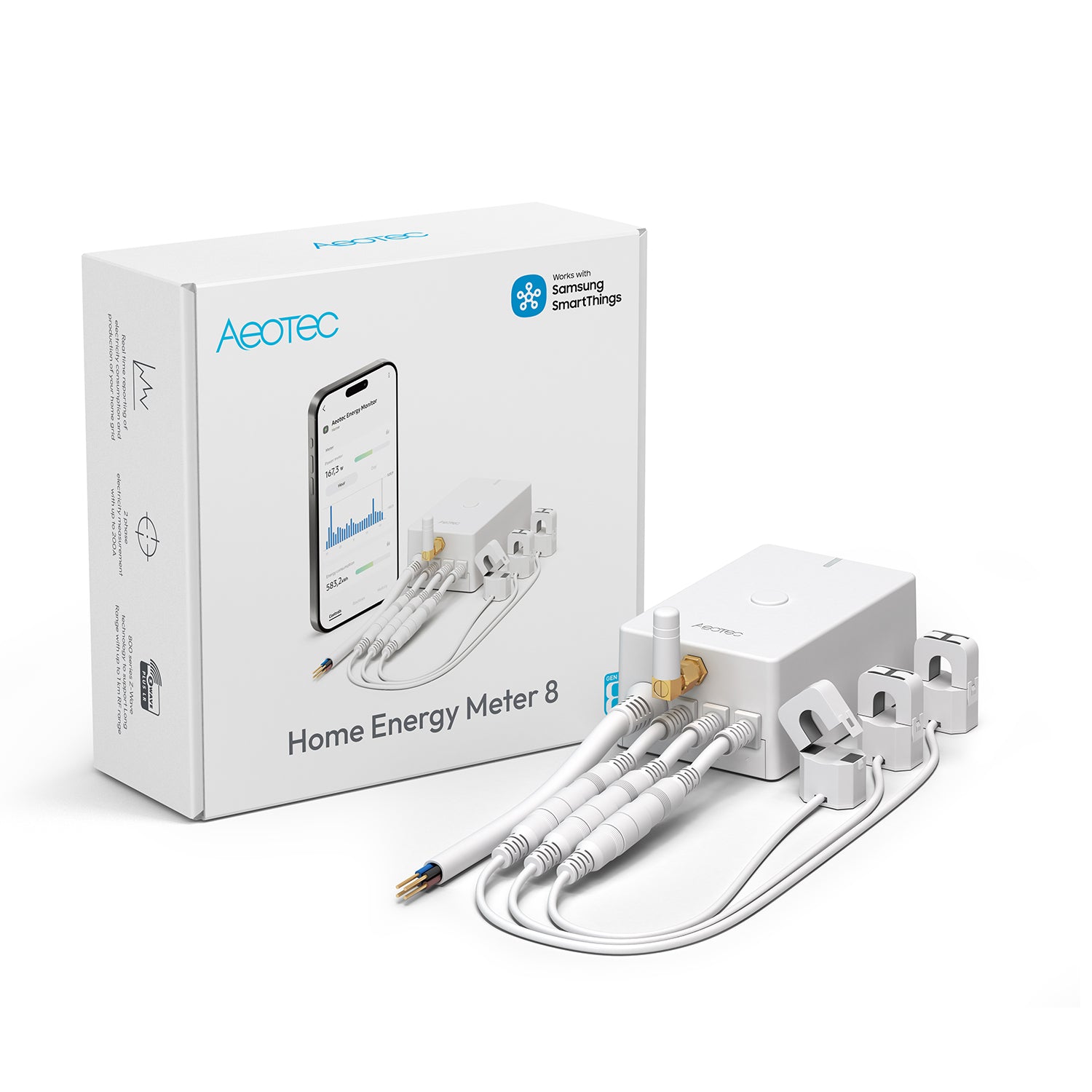 Aeotec Home Energy Meter 8 - drei Klemmen 60A