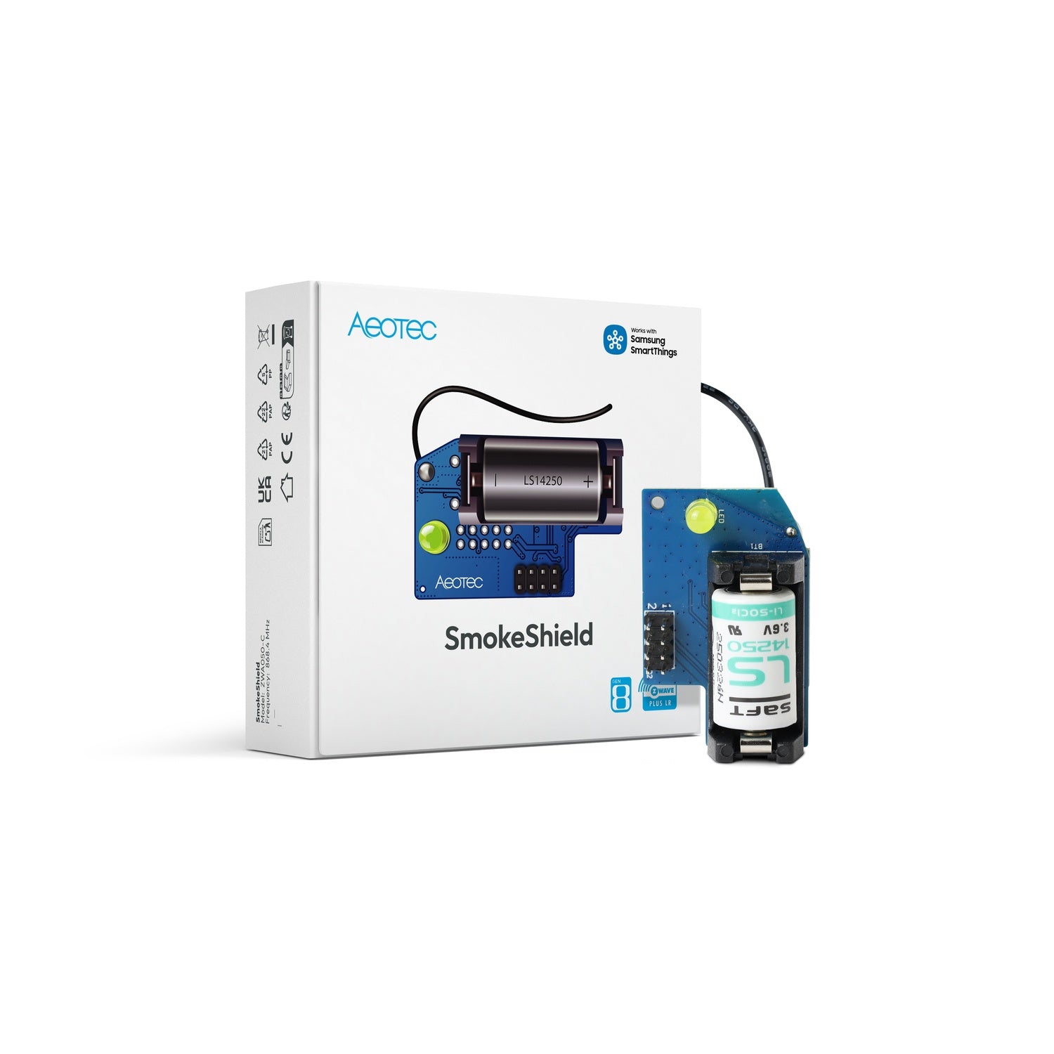 Aeotec SmokeShield Z-Wave 800er Serie für Ei Rauchmelder Ei650W und Ei650iW - Single oder Set