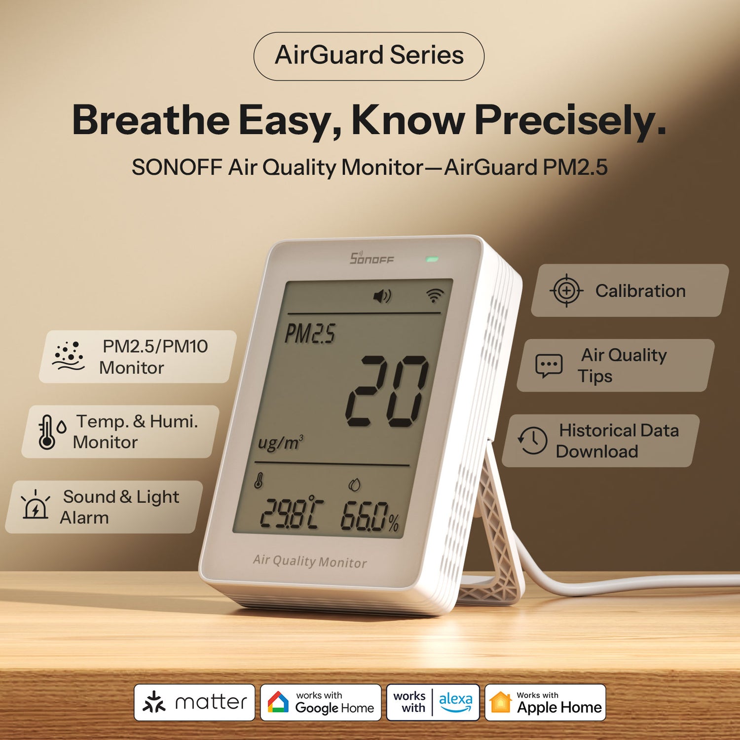 SONOFF AirGuard PM2.5 PM10 Luftqualitätsmonitor (Matter over WiFi)