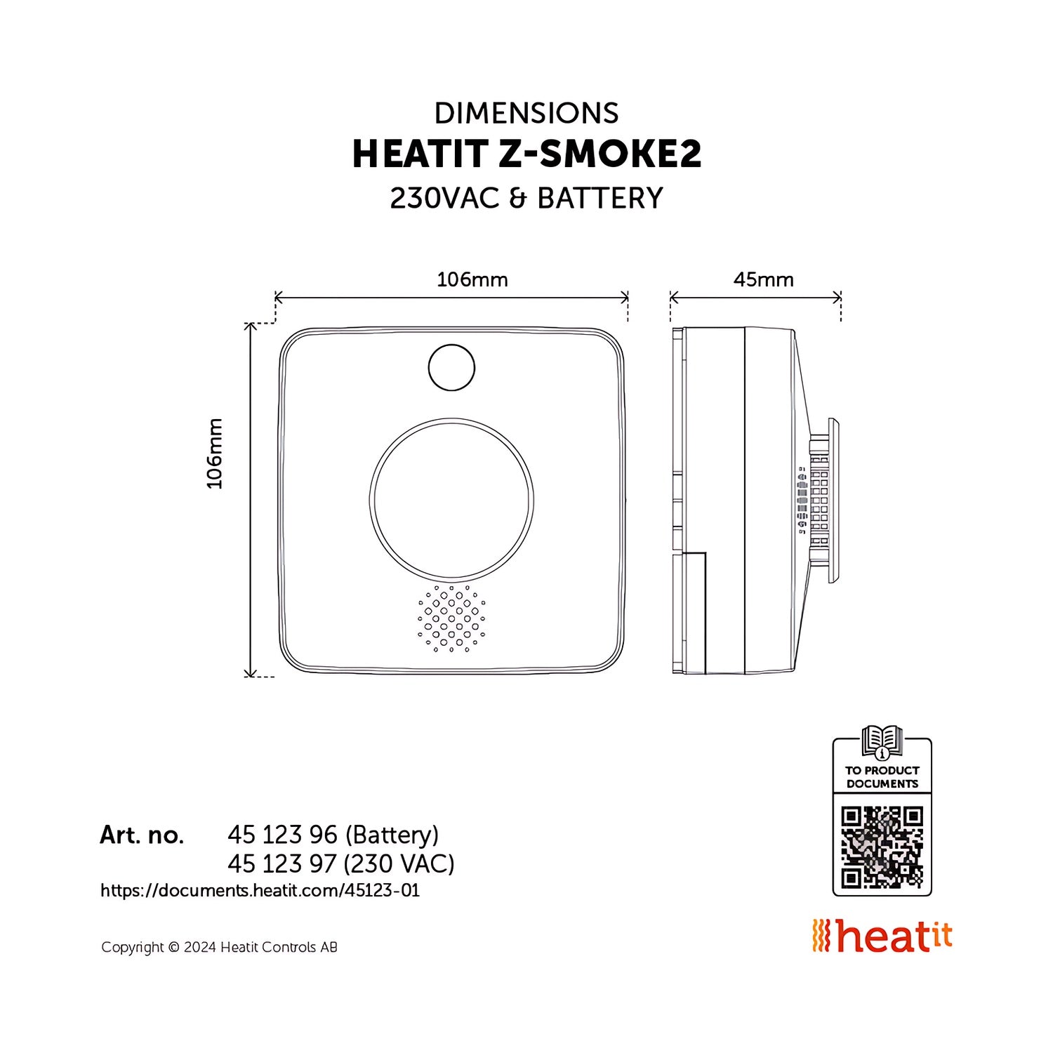 Heatit Z-Smoke2 Detector 230V