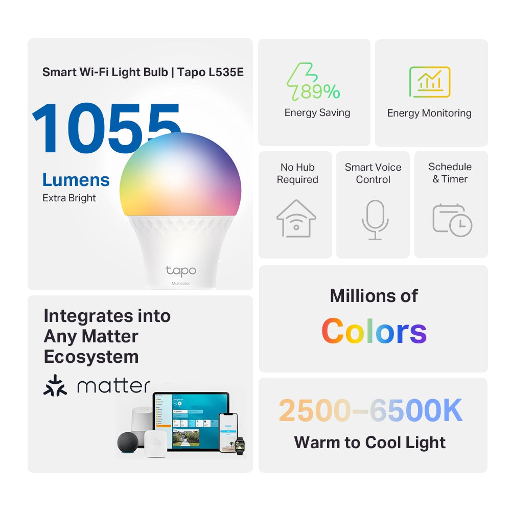 TP-Link Tapo L535E Smart Light Bulb Multicolor E27