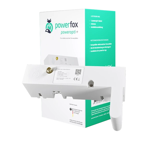 powerfox poweropti+ PB202001 Wi-Fi Stromzählerausleser für eBZ Stromzähler & easyMeter - MwSt.-befreit nach §12 Abs. 3 UStG