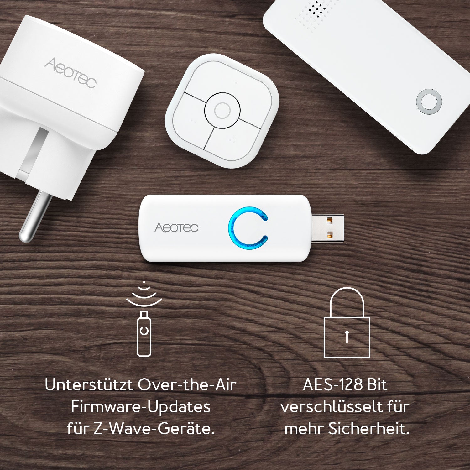 Aeotec USB Adapter mit Batterie Z-Stick GEN5 Updates